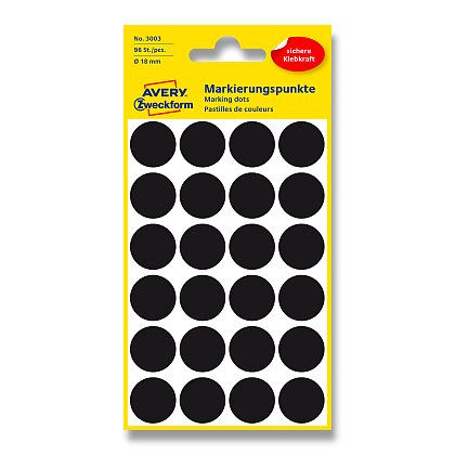 Obrázek produktu Avery Zweckform - kulaté etikety - průměr 18 mm, 96 etiket, černé