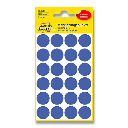 Obrázek produktu Avery Zweckform - kulaté etikety - průměr 18 mm, nepermanentní, 96 ks, modré