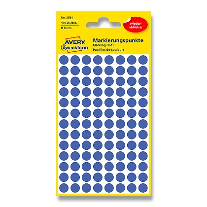 Obrázek produktu Avery Zweckform - kulaté etikety - průměr 8 mm, nepermanentní, 416 ks, modré