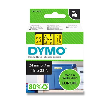 Obrázok produktu Dymo - samolepiaca polyesterová páska - 24 mm x 7 m, čierna / žltá