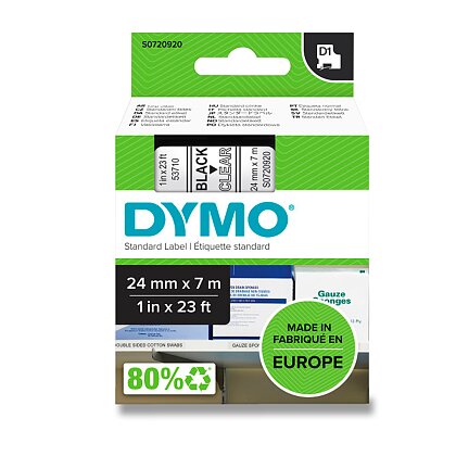 Obrázok produktu Dymo - samolepiaca polyesterová páska - 24 mm x 7 m, čierna / transparentná