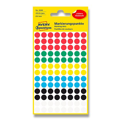 Obrázok produktu Avery Zweckform - guľaté etikety - priemer 8 mm, 416 etikiet, mix farieb