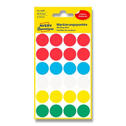 Obrázek produktu Avery Zweckform - kulaté etikety - průměr 18 mm, 96 etiket, mix barev