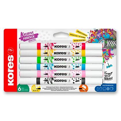 Obrázok produktu Kores Kreative Markers - akrylový popisovač - sada 6 farieb