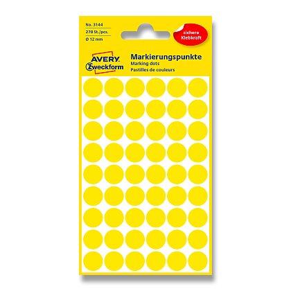 Obrázok produktu Avery Zweckform - guľaté etikety - priemer 12 mm, 270 etikiet, žlté