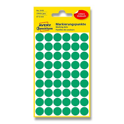 Obrázok produktu Avery Zweckform - guľaté etikety - priemer 12 mm, 270 etikiet, zelené