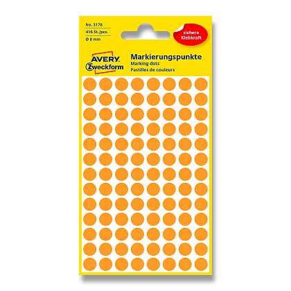 Obrázek produktu Avery Zweckform - kulaté etikety - průměr 8 mm, 416 etiket, oranžové neon
