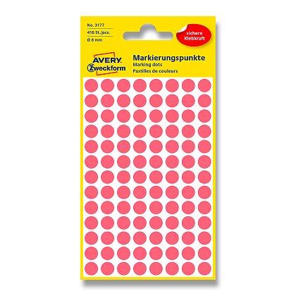 Obrázek produktu Avery Zweckform - kulaté etikety - průměr 8 mm, 416 etiket, červené neon