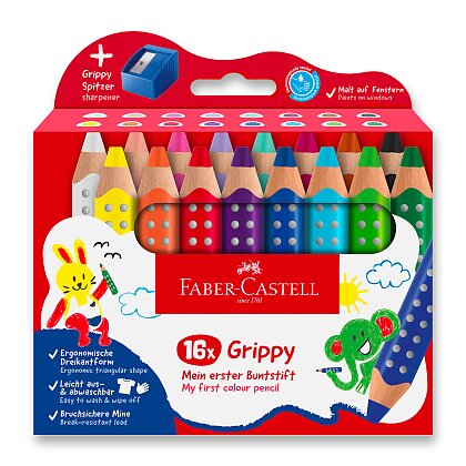 Obrázok produktu Faber-Castell Grippy - pastelka - sada 16 farieb s strúhadlom