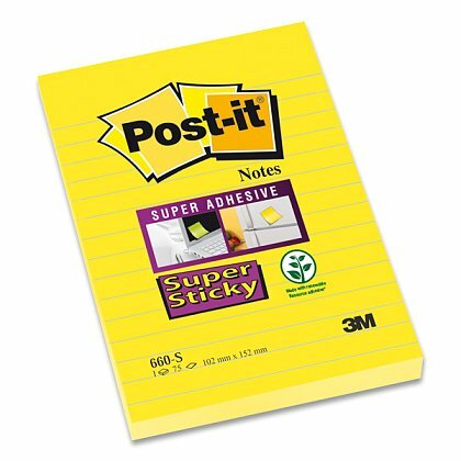 Obrázok produktu 3M Post-it 660 Super Sticky - silne lepiaci bloček - 102 × 152 mm, 75 l., linajkový