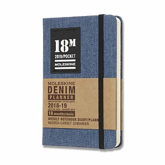 Obrázek produktu 18měsíční diář Moleskine 2018-2019 Denim - tvrdé desky - S, týdenní, modrý