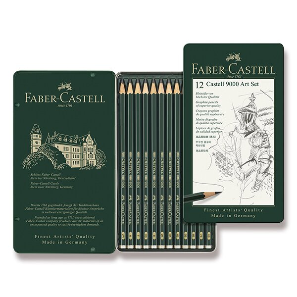 Grafitová tužka Faber-Castell Castell 9000 Art Set 12 ks, plechová krabička