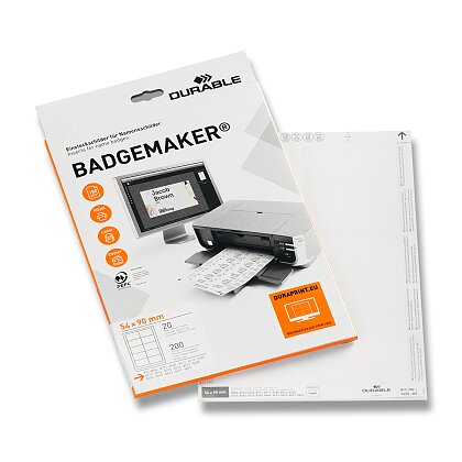 Obrázok produktu Durable Badgemaker - náhradné štítky - 54 x 90 mm, 200 ks