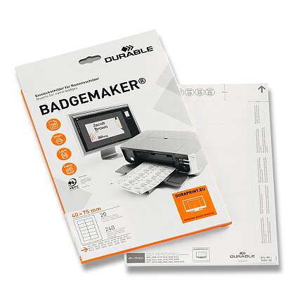 Obrázok produktu Durable Badgemaker - náhradné štítky - 40 x 75 mm, 240 ks