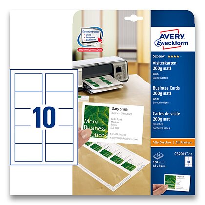Obrázek produktu Avery Zweckform - vizitkový karton - 200 g, hladký karton, 10 archů