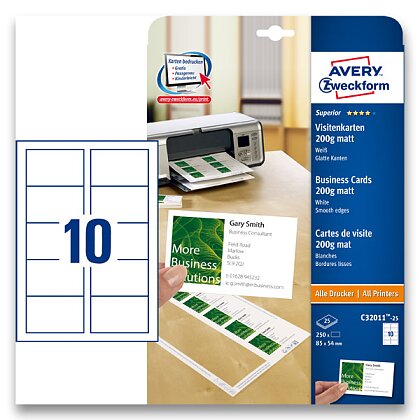 Obrázek produktu Avery Zweckform - vizitkový karton - 200 g, hladký karton, 25 archů