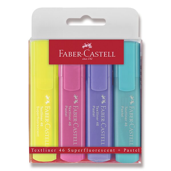 Zvýrazňovač Faber-Castell Textliner 1546 4 kusy, pastelové