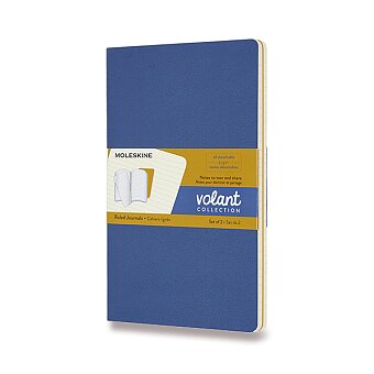 Obrázek produktu Sešity Moleskine Volant - měkké desky - L, linkované, 2 ks, modrá/žlutá