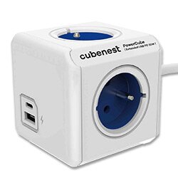 Levně Cubenest PowerCube Extended- rozbočovací zásuvka - USB A+C, 20 W, 1,5 m, modrá