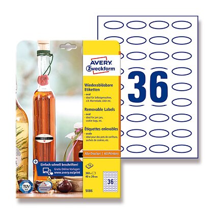 Obrázek produktu Avery Zweckform - etikety ve speciálních tvarech - ovál, 40 x 20 mm, 360 etiket