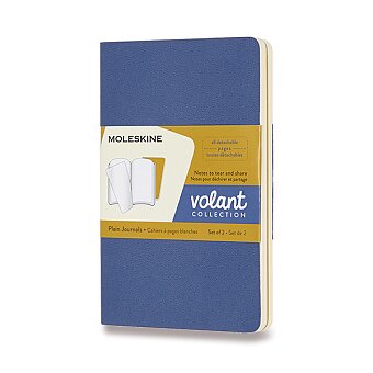 Obrázek produktu Sešity Moleskine Volant - měkké desky - S, čisté, 2 ks, modrá/žlutá