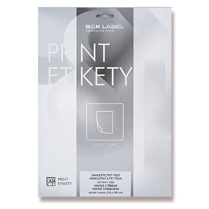Obrázek produktu SK Label - stříbrné PET etikety - fólie, 210 x 297 mm, 20 ks
