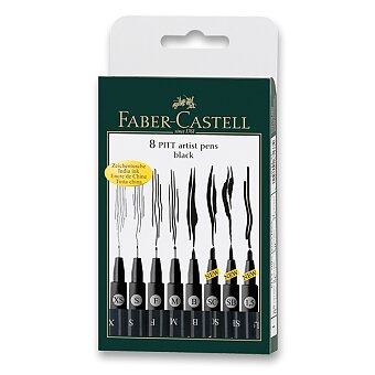 Obrázek produktu Popisovač Faber-Castell Pitt Artist Pen - sada 8 ks, XS, S, F, M, B, C, SC, 1,5 mm, černá