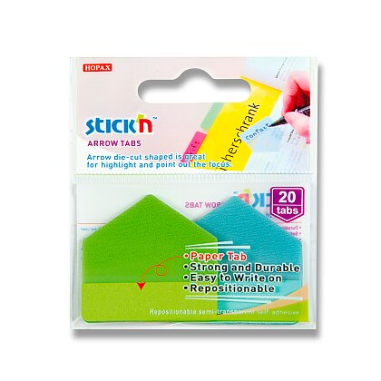 Obrázok produktu Hopax Stick'n Arrow Tabs - samolepiace záložky - 38 x 38 mm, zelená/sv. modrá