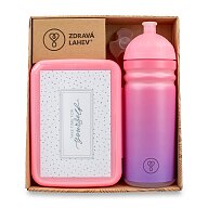Zdravá lahev 0,7 l + Zdravá sváča Pastel - růžová, set