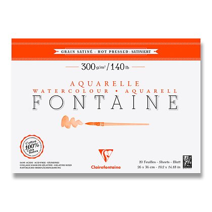 Obrázok produktu Clairefontaine Fontaine Hot Pressed - akvarelový blok - 26 x 36 cm, 20 listov, 300 g