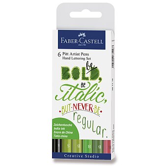Obrázek produktu Popisovač Faber-Castell Pitt Artist Pen Hand Lettering - 6 kusů, zelená sada