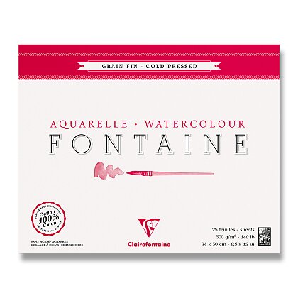 Obrázek produktu Clairefontaine Fontaine Cold Pressed - akvarelový blok - 24 x 30 cm, 25 listů, 300 g