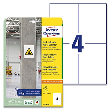 Product image Avery Zweckform - labels with high adhesiveness - 105 x 148 mm, 80 labels