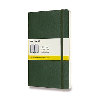 Obrázek produktu Zápisník Moleskine - měkké desky - L, čtverečkovaný, tmavě zelený