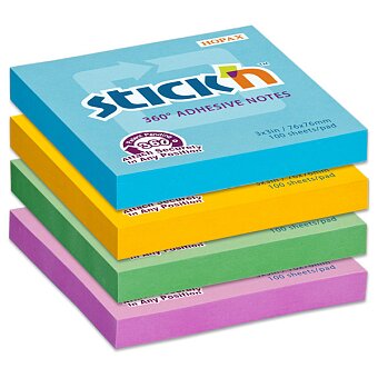 Obrázek produktu Samolepicí bloček Hopax Stick’n Notes 360 - 76 x 76 mm, 100 listů, výběr barev