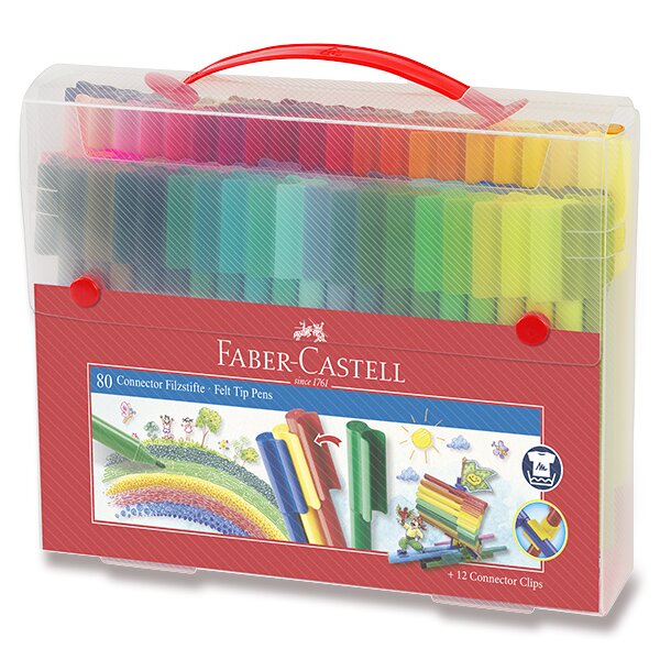 Dětské fixy Faber-Castell Connector taška, 80 barev